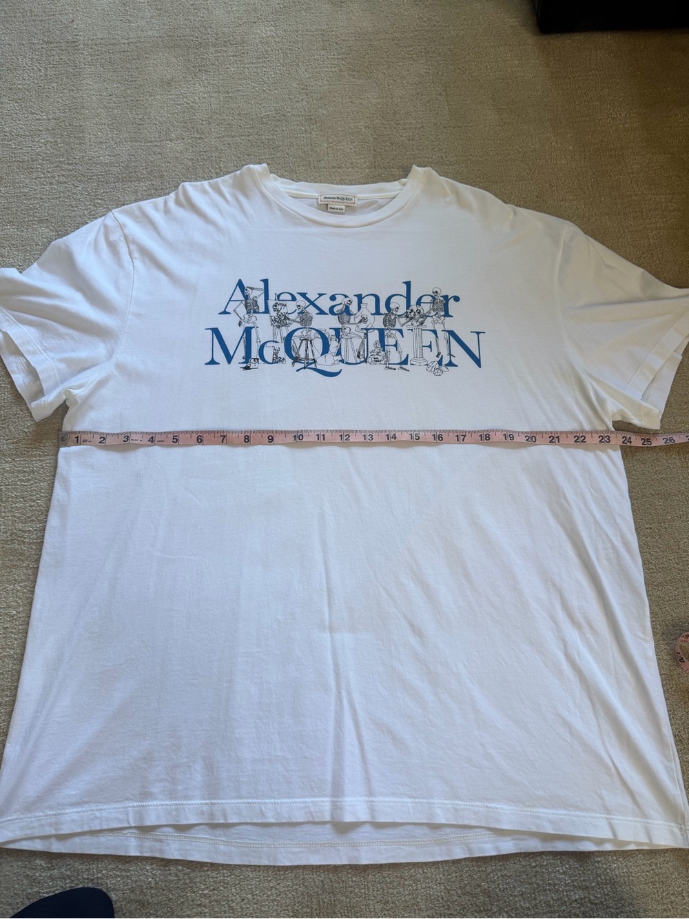 Alexander McQueen White Tee with Blue Logo Script - Picture 4 of 7